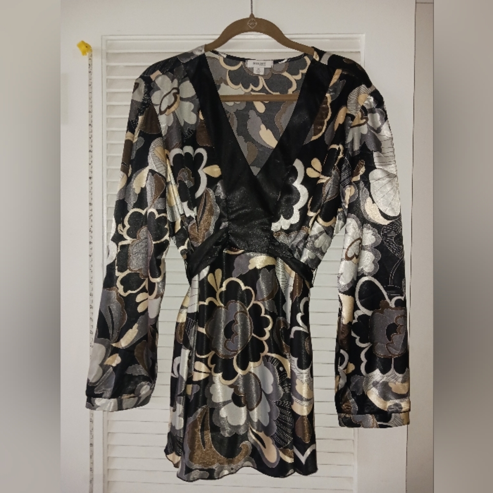 Satin long sleeve empire waist blouse plus size